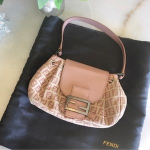 Authentic Pink FENDI monogram baguette purse
